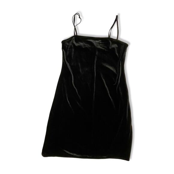 Y2K Velvet Mini Dress | Black Slip Dress | Stretch Velvet | Vintage S - Picture 2 of 7